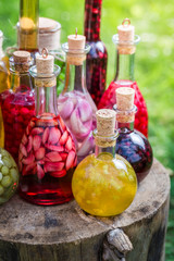 Fresh liqueur with alcohol and fruits