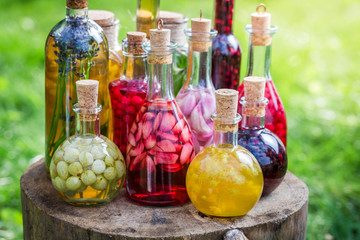 Sweet liqueur with fruits and alcohol