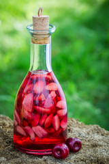 Homemade liqueur made of alcohol and sweet cherries