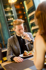 Young couple in restaurant