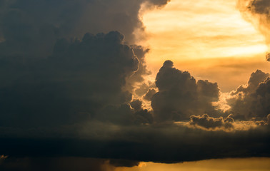 colorful dramatic sky with cloud at sunset