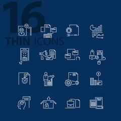 Modern thin line icons set for business