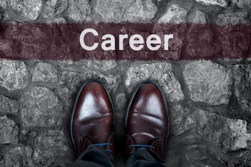 Career message on asphalt