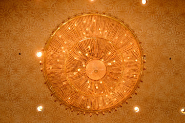 Close-up of a beautiful crystal chandelier.Close-up of a beautif