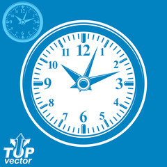 Simple vector wall clock with stylized white clockwise, invert v