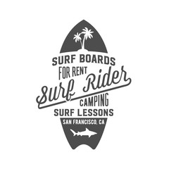 vintage surfing label, badge and emblem