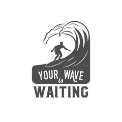 Obraz premium vintage surfing label, badge and emblem