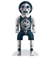 Meditation theme vector illustration, drawing of a creepy creatu