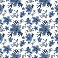 Obraz premium Floral seamless pattern , cute flowers white background