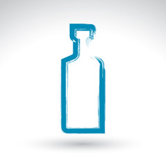 Hand drawn simple empty bottle of tequila, brush drawing bottle