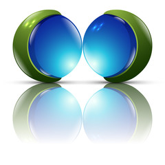 logo design of two balls creative blue and green concept icon, eps10 vector