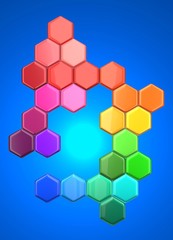 Hexagons with blue sun