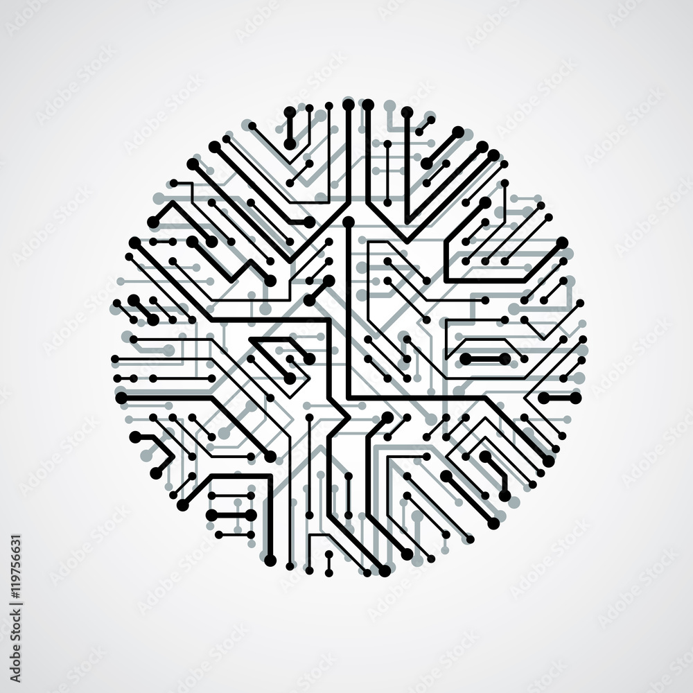 Poster vector circuit board circle, digital technologies abstraction. b