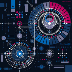 Mechanical scheme, vector engineering drawing with geometric par