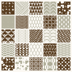 Vector ornamental seamless backdrops set, geometric patterns col