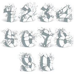 Perspective technology demolished numbers with black lines and d