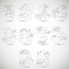 Perspective technology demolished numbers with black lines and d