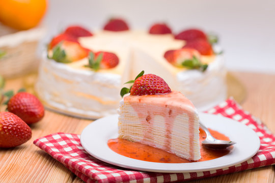 crape cake and freshness strawberry