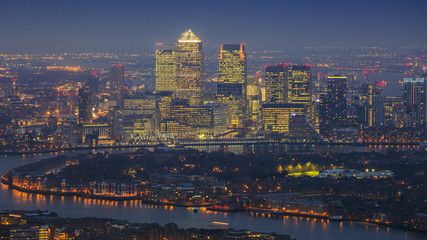 Fototapeta na wymiar London, England - Panoramic skyline view of east London with the