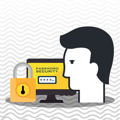 computer padlock silhouette vector illustration design eps 10