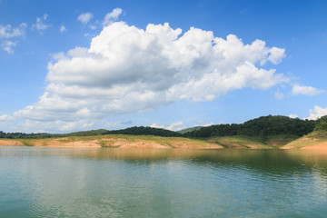 Landscapes blue sky with white clouds  and rivers