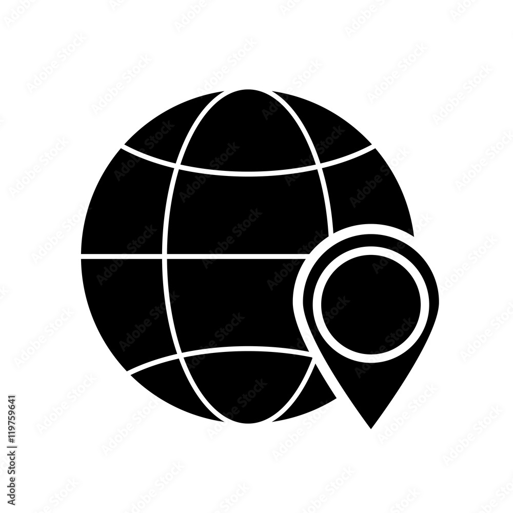 Aufkleber flat design earth globe diagram and gps map pointer icon vector illustration