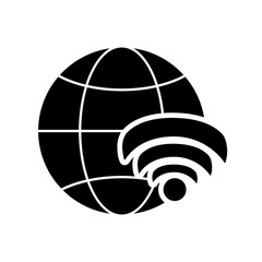 flat design earth globe diagram and wifi signal icon vector illustration