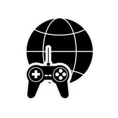 flat design earth globe diagram and game controller icon vector illustration
