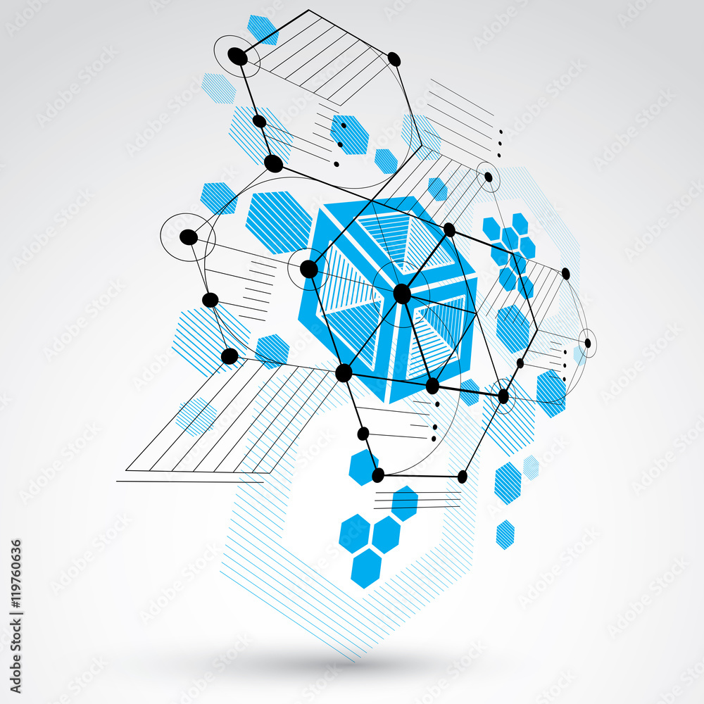 Poster 3d vector abstract background created in bauhaus retro style. mo