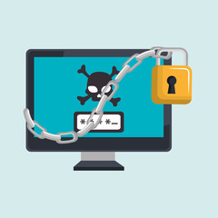 woman computer padlock vector illustration design eps 10