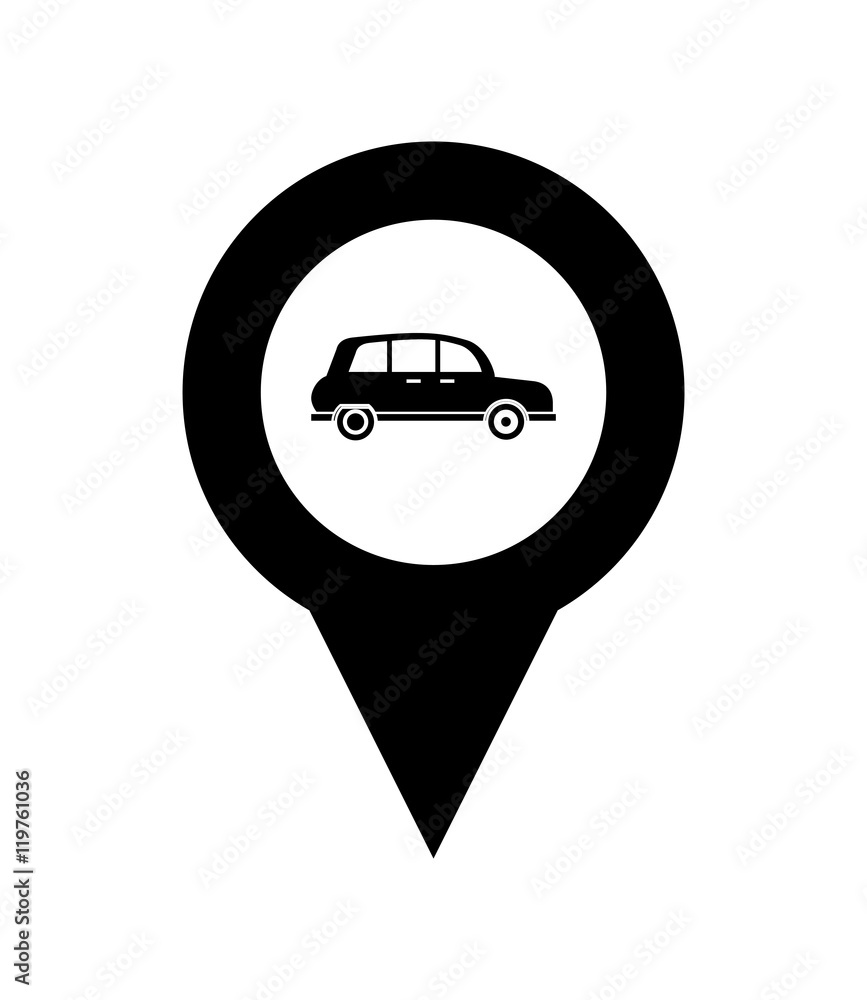 Poster flat design car and gps map pointer icon vector illustration