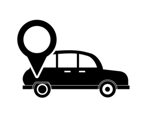 flat design car and gps map pointer icon vector illustration