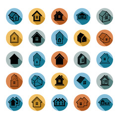 Different houses icons for use in graphic design, set of mansion