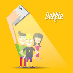 Taking Selfie Photo on Smart Phone concept