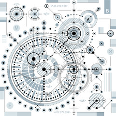 Mechanical scheme, vector engineering drawing with geometric par