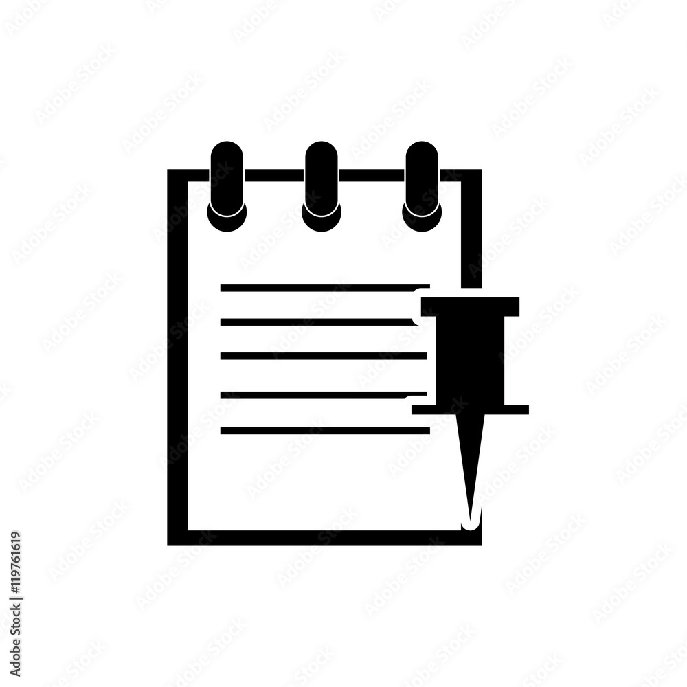 Poster flat design notepad and push pin icon vector illustration