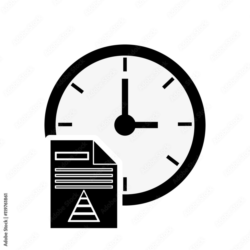Poster flat design clock and graph chart icon vector illustration