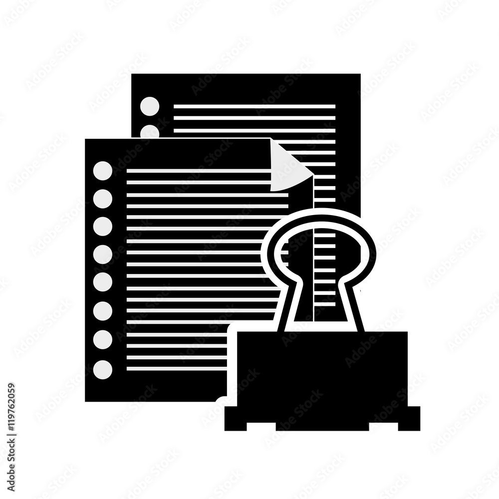 Poster flat design notepad and documents icon vector illustration