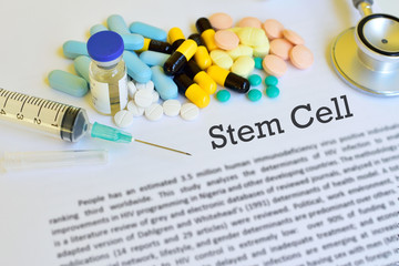 Stem cell therapy, blurred text, medical concept
