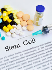 Stem cell therapy, blurred text, medical concept
