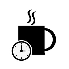 flat design mug and clock icon vector illustration