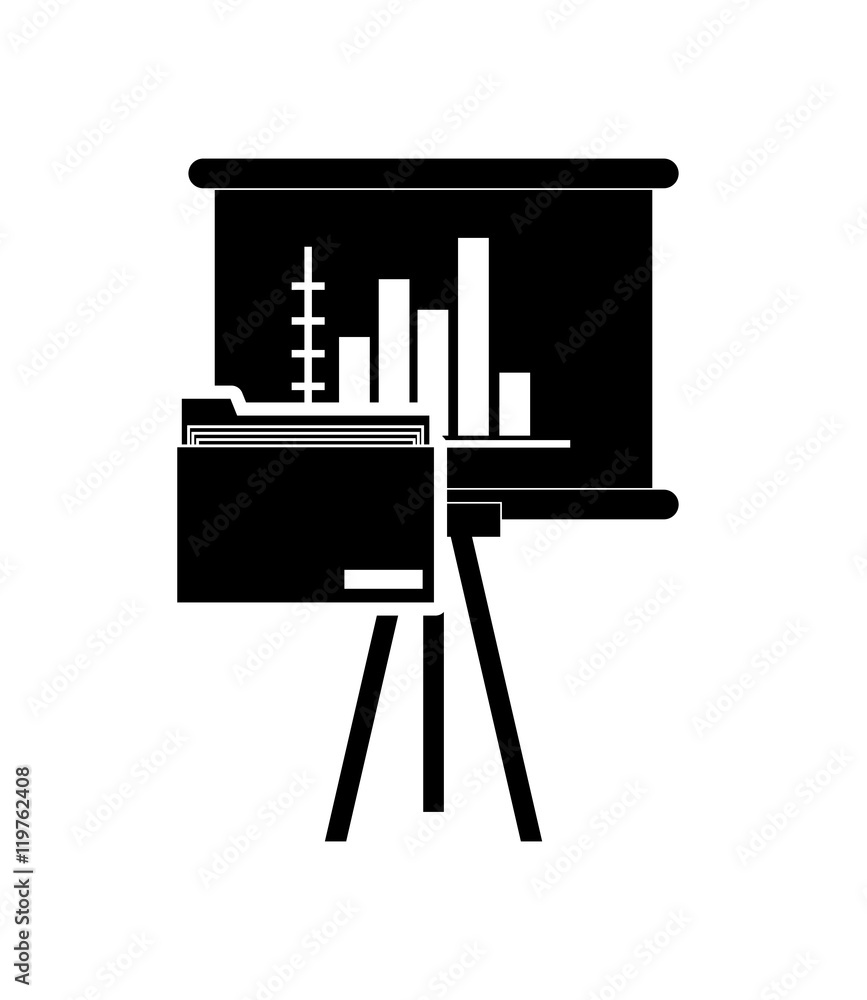 Poster flat design graph chart and file folder icon vector illustration