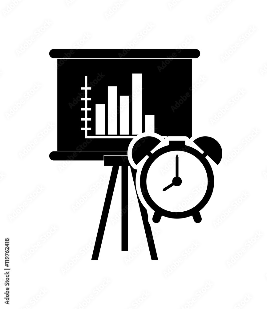 Poster flat design graph chart and file folder icon vector illustration