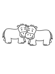 team some love couple love comic cartoon sweet little cute baby hippo happy child