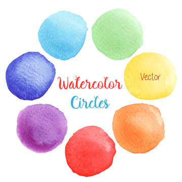 Vector rainbow colors watercolor paint stains