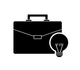 flat design briefcase and regular lightbulb icon vector illustration