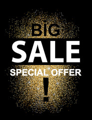 Big Sale banner with glitter splash. Vector illustration.