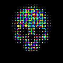 skull in halftone dots style Bright t-shirt graphics design
