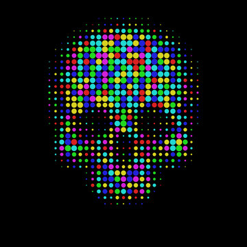 skull in halftone dots style Bright t-shirt graphics design