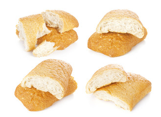 Piece of ciabatta, Italian bread isolated on white background